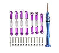 Pièces de Voiture RC Compatible avec WLtoys 144001 124018 124019 Pièces Mise À Niveau Voiture RC 1:14 Tige Traction Servo Liaison Ensemble Tiges Direction(Purple,with Screwdriver)