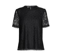 PIECES Pcolline SS Lace Top Noos BC T-Shirt, Noir, XL Femme