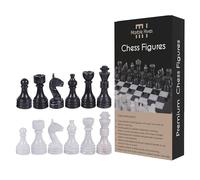 Pièces d'échecs en marbre - Ensemble complet avec pièces en marbre lestées | Compatibilité avec l'échiquier en marbre 40,6 x 40,6 cm | Élégance intemporelle dans les pièces d'échecs en pierre (noir et