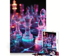 Pièces d'échecs néon, Puzzle de 1000 pièces pour Adolescents, Jouet Intelligent et Amusant, Art aux Contours Nets, à Collectionner (38x26cm)