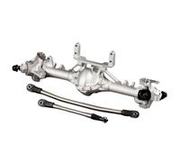 Pièces D'essieu Avant Arrière RC pour Axial pour SCX10 II AR44 VS4-10 pour Rock 1/10 Jeu D'essieux Droits Aluminium Usiné avec Support Servo Modèle Chenille RC(Silver,Front)