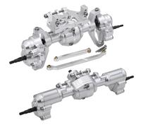 PièCes D'Essieu Rc Pour Redcat Pour Ascent 18 1/18 CNC Aluminium Avant Arrière Portail Essieu Ensemble Complet Essieux Avec Support Servo RC Crawler Upgrade(Silver,Set)