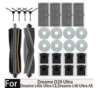 Pièces détachées pour aspirateur Dreame L40 Ultra AE / Dreame L40s Ultra CE / Dreame D20 Ultra : brosse principale, brosse latérale, filtre, chiffon de nettoyage, sac à poussière 1PCS