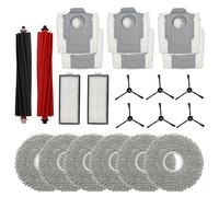 Pièces détachées pour Roborock Qrevo Master - Kit de 22 accessoires comprenant des brosses latérales, des brosses principales, un filtre, des sacs à poussière, des lingettes latérales et des lingette