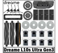 Pièces détachées pour robot aspirateur Dreame L10s Ultra Gen3 / L30s Pro Ultra : brosses principales et latérales, chiffons de nettoyage, filtres HEPA, sacs à poussière, accessoires 6PCS