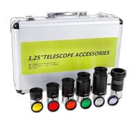 Pièces détachées pour télescope astronomique Kit d'oculaire de télescope de 1,25 Pouce Oculaire de 7,5 mm/15 mm/25 mm/32 mm/40 mm Lentille de Barlow 3X Filtre à Sept Couleurs