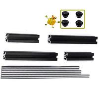 pièces d'imprimante ensemble de profilés en aluminium noir compatibles avec le profil d'extrusion 3030 + kit de tiges lisses 6 pièces compatibles avec les pièces de rechange pour imprimante 3D Prusa i