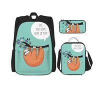 pièces ensemble sacs à dos Animal dessin animé paresseux avec des mots flirty donc vous venez ici souvent couleur livre sac voyage camping travail sac d'école trousse à crayons sac à déjeuner combin