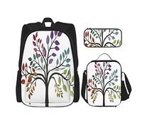 pièces ensemble sacs à dos arc-en-ciel espace jardin d'été bio coloré abstrait rouge jaune printemps arbre nature orange livre sac travail école sac trousse à crayons sac à lunch combinaison pour ho