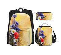 pièces ensemble sacs à dos coquelicot fleurs bleuet pastel camomille pétale oeuvre livre sac voyage camping travail sac d'école trousse à crayons sac à déjeuner combinaison pour hommes femmes garçon