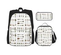 pièces ensemble sacs à dos flèches motif de style vintage bohème flèches illustration avec des éléments traditionnels image livre sac voyage travail sac d'école trousse à crayons sac à lunch combina