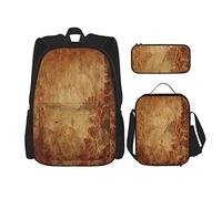 Pièces Ensemble Sacs à Dos Histoire Vintage Marron Papier Avec Floral Livre Sac Voyage Camping Travail Sac D'école Trousse Sac À Lunch Combinaison Pour Hommes Femmes Garçons Filles
