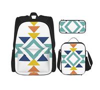 pièces ensemble sacs à dos motif abstrait aztèque avec motif coloré culture indigène impression livre sac voyage camping travail sac d'école trousse à crayons sac à déjeuner combinaison pour hommes
