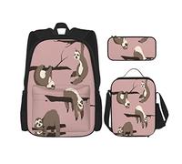 pièces ensemble sacs à dos peints à la main mignon Animal branches de paresseux dormir drôle naturel faune Art livre sac voyage travail école sac étui à crayons sac à déjeuner combinaison pour homme