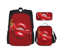 pièces ensemble sacs à dos piment dans la femme bouche et gouttes d'eau sac de livre voyage camping travail sac d'école trousse à crayons sac à déjeuner combinaison pour hommes femmes garçons filles