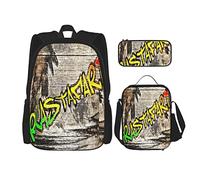 pièces ensemble sacs à dos Rasta jamaïcain Reggae musique inspiré Rastafari Street Graffiti Image livre sac voyage Camping travail école sac étui à crayons sac à déjeuner combinaison pour hommes fem