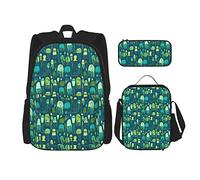 pièces ensemble sacs à dos tentacules style graffiti enfantin méduse drôle créatures de la mer sac de livre voyage camping travail sac d'école trousse à crayons sac à lunch combinaison pour hommes f
