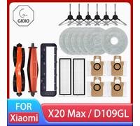 Pièces et accessoires pour aspirateur Robot Xiaomi X20 Max / D109GL, brosse principale, brosse latérale, filtre Hepa, sac à poussière en tissu de vadrouille de remplacement Combination Pack 3