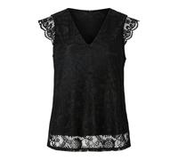 Pieces Femme Lace V-Neck Top Pcolline SL Noos Haut À Col en V Dentelle, Noir, XL EU