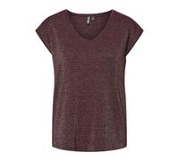PIECES Femme Pcbillo Tee Lurex Stripes Noos BC T-Shirt, Tawny Port/Detail:Lurex Gold, L EU