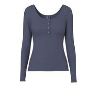 Pieces Femme Pckitte Ls Noos BC Top, Bleu Gris, S EU