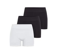PIECES Femme PCLONDON Mini Shorts 3 Pack, Black/3 Pack with Bright White, L/XL