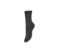 PIECES Femme Pcsebby Glitter Long 1 Pack Socks Noos Chaussettes, Noir/Détails : Gold Color Lurex, Taille Unique EU