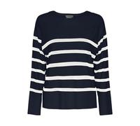 PIECES Femme Pcsia Ls Knit Noos BC Sweater, Sky Captain/Stripes : Blanc, M EU