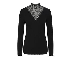 Pieces Femme Pcsiri Ls T-neck Top Noos D bardeur, Noir, XS EU