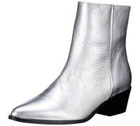 PIECES Femme Pspedrine Leather Boot Bottes, Argent (Silver Colour), 36 EU