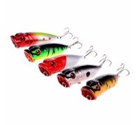 Pièces Flottant Popper Avec Hameçons, Appât Artificiel Idéal Pour La Pêche En Surface, 13g, 6.5cm, 5 Unités
