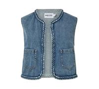 Vêtements Pieces Pcbell Cropped Denim Vest pour Femme M Bleu