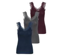 PIECES Haut Pcbarbera Lace Noos pour Femme, 1 Port Royale, 1 Pageant Blue, 1 Gris foncé, S