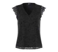 Pieces Lace V-Neck Top Pcolline SL Noos Haut à col en V en Dentelle, Noir, S Femme