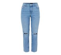 PIECES Jean 'Luna' bleu denim / marron, Taille 25 Longueur 32