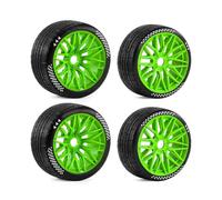 PièCes Mise Niveau Rc Pour ARRMA 1/7 Pour Felony Pour Infraction 6S Pour FS Pour Racing Pour Mustang GT 17mm Roue Hexagonale Décalée Jeu Pneus RC 2 Pièces Avant Arrière(Green)