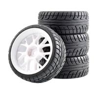 PièCes Mise Niveau Rc Pour WLtoys 144001 1/18 1/10 Pneus 4Pcs RC Voiture Modèle Caoutchouc Roues 12mm Moyeu Hexagonal Hors Route Mise Niveau Pièces Modifiées(White)