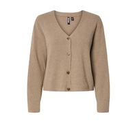 PIECES Neck Knit Pcora Ls Cardigan en Tricot à col en V Pwp BC, Grège, L Femme