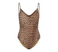 PIECES PCBAOMI Swimsuit SWW Noos BC Maillot de Bain, Noir/imprimé léopard, XL Femme