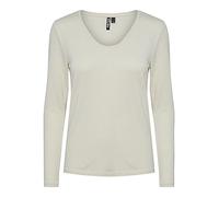 PIECES Pcbillo Ls Col en V Lurex Stripes Noos T-Shirt, Blanc éclatant, XS Femme