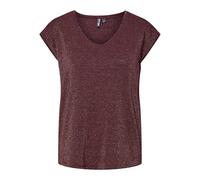 PIECES Pcbillo Tee Lurex Stripes Noos BC T-Shirt, Tawny Port/Detail:Lurex Gold, XL Femme