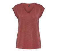 PIECES Pcbillo Tee Lurex Stripes Noos Femme Débardeur, Rouge Minéral/Détails : Lurex Doré, M