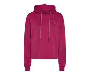 Pieces Pcchilli Ls Heart Sweat à Capuche Noos BC pour Femme, Cerise/détail : cœur et String en Lurex Ton sur Ton, XS