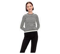 PIECES PCCRISTA LS O-Neck Knit Noos BC Sweater, Noir/Rayures : avec Rayures Bouleau M, L Femme