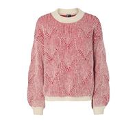 PIECES Pull-over 'PCJenna' gris clair / rouge sang, Taille L
