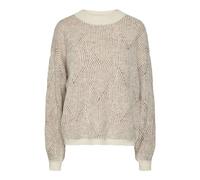 PIECES Pcjenna LS O-Neck Knit Noos BC Pull en Tricot pour Femme, Whitecap Gray/Detail:Taupe Gray, S