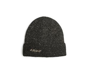 PIECES Pcjoba Capuche BC Bonnet, Noir/détails : Gold Lurex, Taille Unique Femme