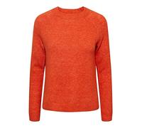PIECES PCJULIANA LS O-Neck Knit Noos BC Sweater, Tangerine Tango, L Femme