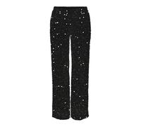 PIECES Pckam Hw Pantalon Large BC Tissu, Noir/détails : Paillettes Noires, XS Femme