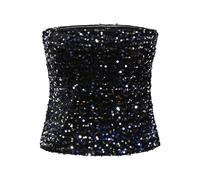 PIECES Pckam Tube Top BC Haut, Noir/détails : Sequins Bellweather, S Femmes
